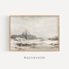 Tranh treo tường, tranh Giáng sinh mùa đông trang trí, Winter Landscape Print, Landscape Wall Art, White Tones Painting, Rustic Holiday Decor