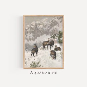 Tranh treo tường, tranh mùa đông phong cảnh trang trí, Winter Landscape Print, Vintage Winter Painting, Winter Wall Art, Print, Rustic Decor