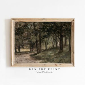 Tranh treo tường Antique Landscape Painting  Digital Download  Rustic Wall Decor  Muted Landscape Wall Art