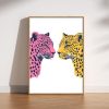 Tranh treo tường Cool Retro Leopard Print, Yellow And Pink Bold Colourful Art, Retro Nostalgic Modern Art