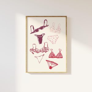 Tranh treo tường Cute Lingerie Wall Art, Digital Art Download, Coquette Valentines Print