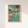 Tranh treo tường Flamingo Vintage Print, Flamingo In Miami, 1980s Motel Hotel Miami