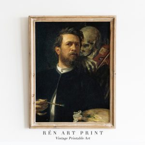Tranh treo tường Man Portrait Painting  Dark Moody Wall Art  Dark Academia Decor