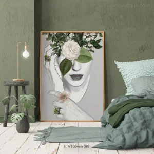 Tranh Treo Tường Chân Dung Cô Gái Và Rừng Cây Nghệ Thuật - Tranh Đen Trắng Lồng Ghép Sâu Lắng phong cách Bắc Âu