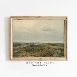 Tranh treo tường Vintage Landscape Painting  Digital Printable Wall Art  Country Farmhouse Decor
