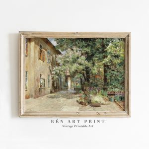Tranh treo tường Vintage Spring in Village Wall Art  Rustic Digital Print  Farmhouse Wall Decor