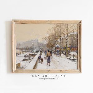 Tranh treo tường Vintage Winter Printable Art  Neutral Christmas Wall Art