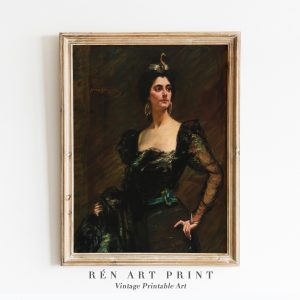 Tranh treo tường Vintage Woman Portrait Painting  Dark Academia Print  Victorian Woman Painting  Antique Woman Portrait