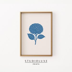 Tranh treo tường Blue Hydrangea Coastal Print Vintage Floral Kitchen Art