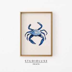 Tranh treo tường Blue Snow Crab Painting Beachy Coastal Wall Art