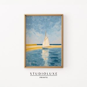 Tranh treo tường Calming Sailboat Painting - Coastal Wall Art