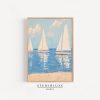 Tranh treo tường Coastal Beachy Nautical Wall Art, Three Sailboats on Calm Sea, Serene Summer Printable for Home Decor
