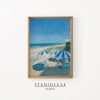 Tranh treo tường Coastal Umbrellas Beach Print Minimalist Blue Wall Art