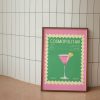 Tranh treo tường Cosmopolitan Wall Print, Funky Cocktail Wall Decor, Bar cart Digital Download Print