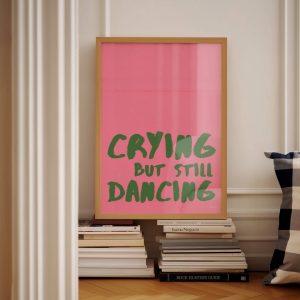 Tranh treo tường Crying but Still Dancing Digital Print, Mid Century Print, Aesthetic Wall art