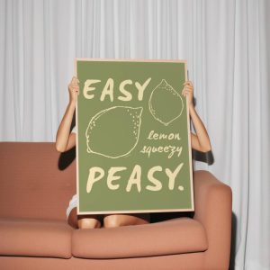 Tranh treo tường Easy Peasy Lemon Squeezy Digital Print, Olive Green Kitchen Decor