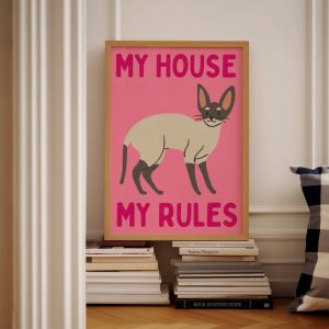Tranh treo tường Funny Cat Wall Art, Devon Rex Poster, Sphinx Cat Print, Cat Lover Gift, Cute Cat Digital