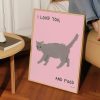 Tranh treo tường Grey Cat Poster - I love you and food - Cat Digital Print - Funny Cat Wall Print