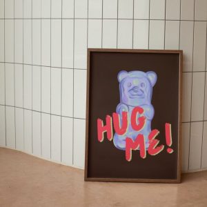 Tranh treo tường Hug Me Wall Print, Gummy Bear Wall Art, y2k Room Decor