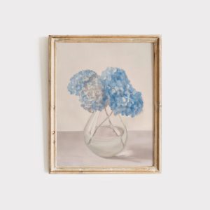 Tranh treo tường Hydrangea Still Life Print Coastal Kitchen Art