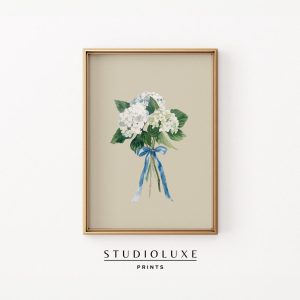 Tranh treo tường Hydrangeas Painting Coastal Coquette Printable Art