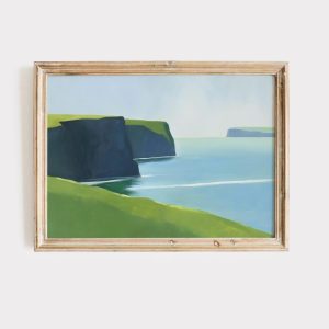 Tranh treo tường Irish Coastal Painting Emerald Isle Landscape Art