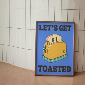 Tranh treo tường Let's get Toasted Wall Print, Retro Kitchen Wall Decor, Toast Bread Wall Art