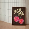 Tranh treo tường Lick Me Wall Print, Cherry Fruit Wall Art, Funny Wall Poster