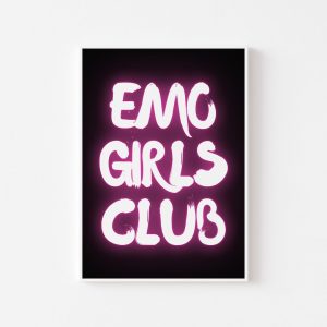 Tranh treo tường Emo Girls Club Print - Elder Emo, Emo Quote Print, Grunge, Goth, Pink And Black Art Print
