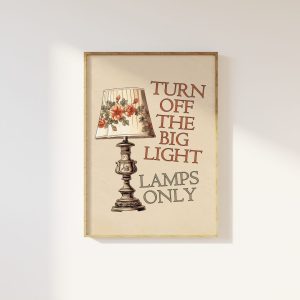 Tranh treo tường Floral Vintage Lampshade Print - Turn Off The Big Light Lamps Only, Vintage Ambient Lighting Art