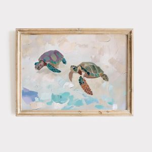 Tranh treo tường Sea Turtle Nursery Art Pastel Ocean Animal Print
