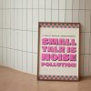 Tranh treo tường Small Talk Wall Print, Funky Pink Green Wall Art, y2k Checkered Digital Download, Printable Funny Wall Poster
