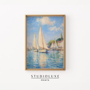 Tranh treo tường Sunlit Sailboats Coastal Print - Vintage Nautical Art