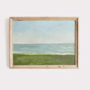 Tranh treo tường Vintage Coastal Landscape Painting Printable Ocean Wall Art