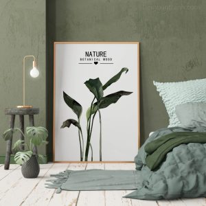 Tranh treo tường Nhành Lá Cây Nền Trắng Botanical Phong Cách Bắc Âu