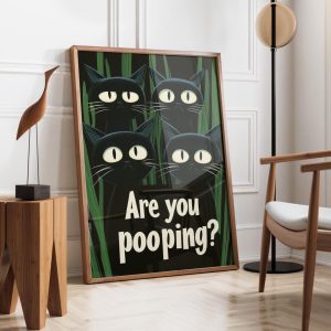 Tranh treo tường Are You Pooping Poster  Bathroom Cats  Toilet Wall Art   Maximalist Cat Art  Atomic Cat Poster