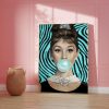 Tranh treo tường Audrey Hepburn  Bubble Gum ,Fashion Print Logo INSTANT DOWNLOAD