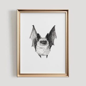 Tranh treo tường Bat Print  Halloween PRINTABLE Wall Art  Cute Bat Illustration  Minimalist Spooky Decor