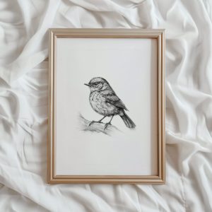 Tranh treo tường Bird Sketch Print  PRINTABLE Wall Art  Chickadee Digital Artwork  Bird Home Decor