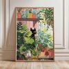 Tranh treo tường Cat Poster, Cat Print, Botanical Wall Art, Floral Print