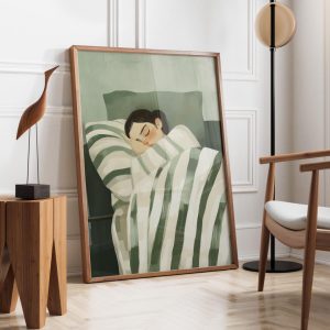 Tranh treo tường Emerald Green Abstract People Wall Art  Stripe Woman  Contemporary Artwor