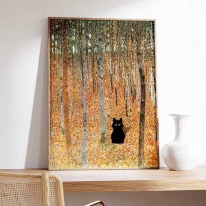 Tranh treo tường Gustav Klimt Cat Print, Birch Trees by Gustav Klimt