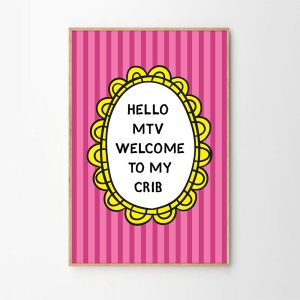 Tranh treo tường Hello MTV Welcome To My Crib Art Poster, Trendy Wall Art, Apartment Aesthetic Decor