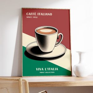 Tranh treo tường Italian Coffee Poster, Coffee Illustration Print, Kitchen Decor