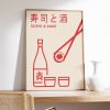 Tranh treo tường Japanese Print, Japanese Poster, Sushi & Sake, Food Art