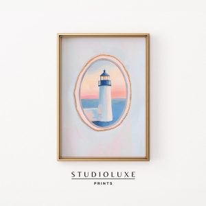 Tranh treo tường Lighthouse Painting Coastal Beachy Wall Art