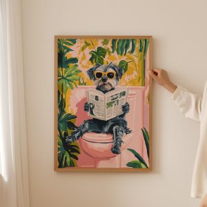 Tranh treo tường Miniature schnauzer bathroom poster- Trendy miniature schnauzer print