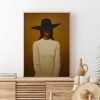 Tranh treo tường Minimalist Black Woman Portrait  Stylish Woman  Black Hat Fashion Art  Contemporary Black Woman  Modern