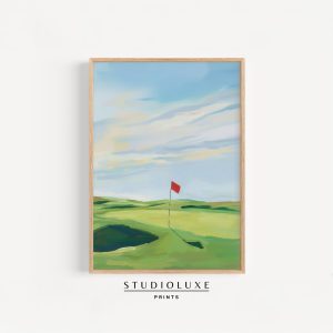 Tranh treo tường Modern Minimal Golf Landscape Printable - Calm Sporty Wall Art