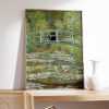 Tranh treo tường Monet Waterlily Bridge Cat Print, Claude Monet Cat Poster, Cat Art